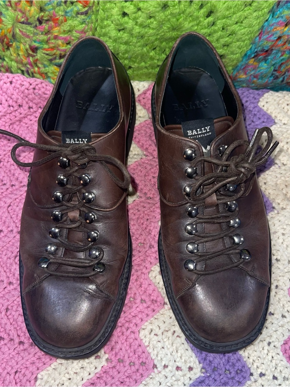Bally Switzerland Brown Leather Shoes Vibram Sole Men’s EU 42 US 9 EUC